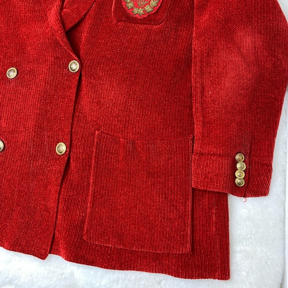Lauren Ralph Lauren Red Double-breasted Cardigan sz M - Picture 3 of 4